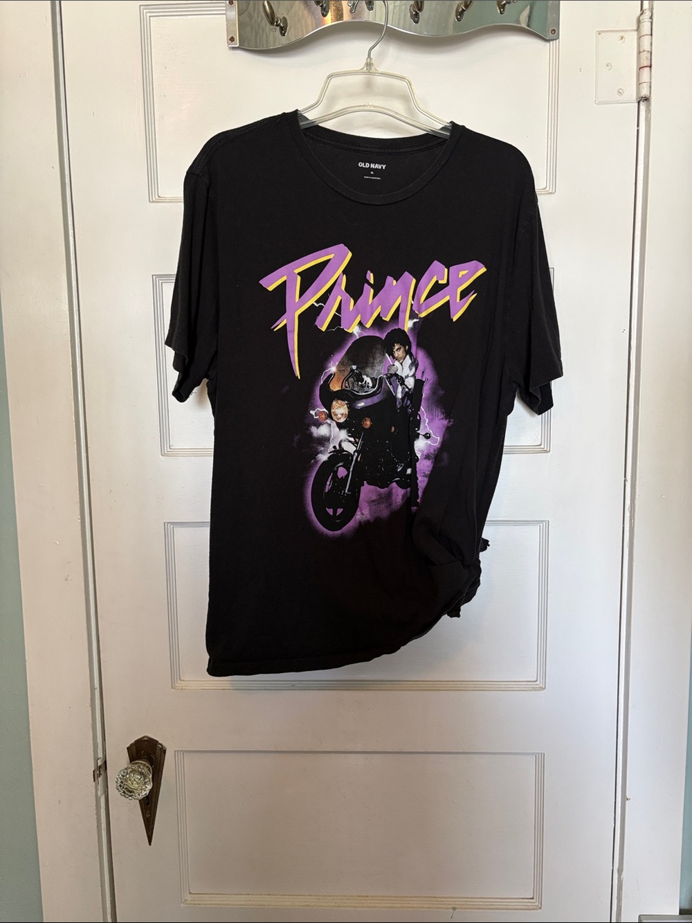 Old Navy Black Graphic Prince Motorcycle Tee Size XL